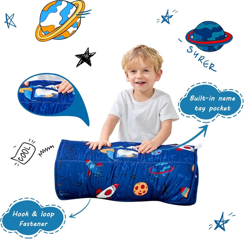 lasoftan Toddler Nap Mat with Pillow and Blanket, Extra Large Rolled Napping Mats,Slumber Bags for Boys Girls,Kids Sleeping Bag for Daycare, Preschool Travel Camping - Image 3